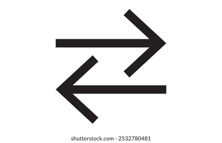 Übertragungssymbol. Horizontaler Pfeil nach links und rechts. Doppelpfeil. Exchange-Symbol. Pfeile Datenübertragungssymbol. 