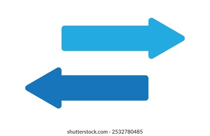 Transfer icon. Horizontal  left and right pointers arrow. Dual arrow. Exchange icon. Arrows data transfer icon. 