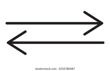 Übertragungssymbol. Horizontaler Pfeil nach links und rechts. Doppelpfeil. Exchange-Symbol. Pfeile Datenübertragungssymbol. 