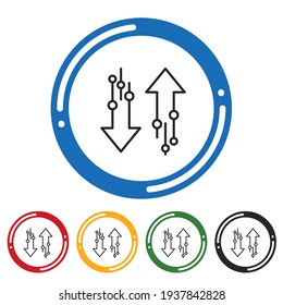 Transfer icon set. flat design vector illustration in 5 colors options for webdesign