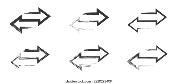 Transfer icon set. Grunge texture arrows. Vector illustration.