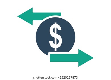 Transfer icon. solid icon style. money with arrow. icon related to bill and payment. business elements vector illustration