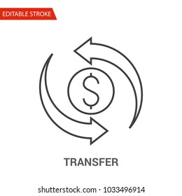 Transfer Icon. Thin Line Vector Illustration. Adjust stroke weight - Expand to any Size - Easy Change Colour - Editable Stroke - Pixel Perfect
