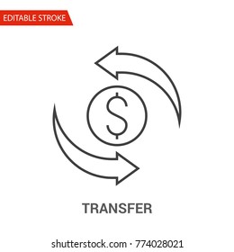 Transfer Icon. Thin Line Vector Illustration. Adjust stroke weight - Expand to any Size - Easy Change Colour - Editable Stroke - Pixel Perfect
