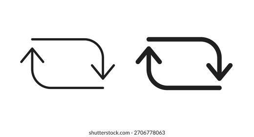Transfersymbol, Vektorsymbol, flach und modisches Strichlinienpaket