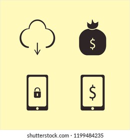 transfer icon. transfer vector icons set download, money bag, mobile security and dollar symbol phone