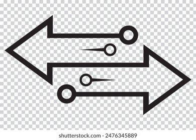 Symbol für Transfer-Symbol-Vektorgrafik. Transfer-Symbol. Vektorgrafik des Transfersymbols auf weißem Hintergrund, Logo-Konzept des Transferzeichens auf transparentem Hintergrund.