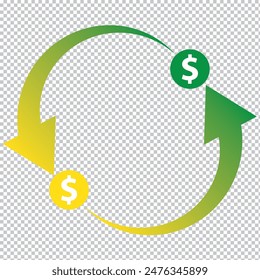 Symbol für Transfer-Symbol-Vektorgrafik. Transfer-Symbol. Vektorgrafik des Transfersymbols auf weißem Hintergrund, Logo-Konzept des Transferzeichens auf transparentem Hintergrund.