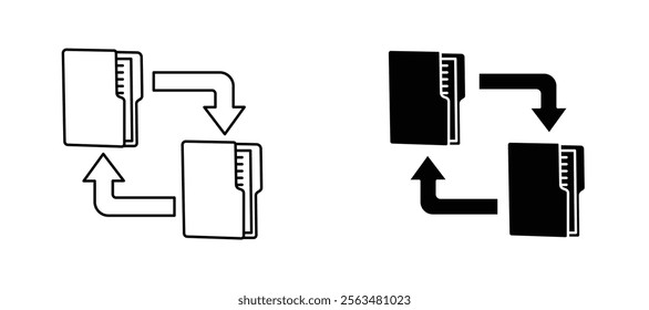 Transfer icons in outline and fill. vector illustration for ui.