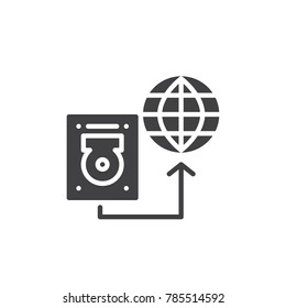 Transfer internet icon vector, filled flat sign, solid pictogram isolated on white. online data recovery symbol, logo illustration.