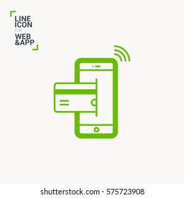 transfer isolated minimal icon. NFC payment graph line vector icon for websites and mobile minimalistic flat design. 