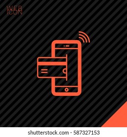 transfer isolated minimal icon. NFC payment graph line vector icon for websites and mobile minimalistic flat design. 