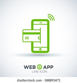 transfer isolated minimal icon. NFC payment graph line vector icon for websites and mobile minimalistic flat design. 