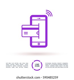 transfer isolated minimal icon. NFC payment graph line vector icon for websites and mobile minimalistic flat design. 