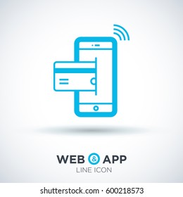 transfer isolated minimal icon. NFC payment graph line vector icon for websites and mobile minimalistic flat design. 