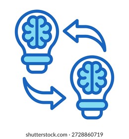 Icono de aprendizaje de transferencia Ilustración vectorial de estilo de color azul