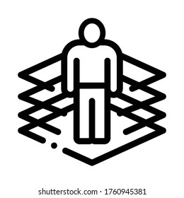 Übertragung des Menschen in eine Vektorgrafik der Virtualität. Übertragung des Menschen in ein Tugendalitätszeichen. einzelne Kontursymbolgrafik