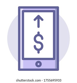 Transfer - Mobile Payment, Vektorgrafik - Farbsymbol