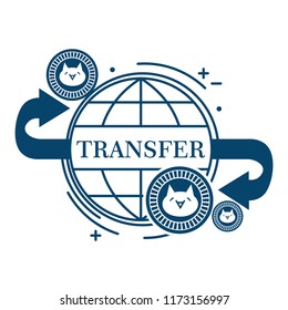 Transfer Monacoin Virtual Currency. Flat design.