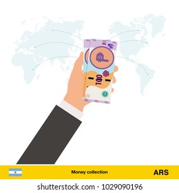 Transfer money around the world.  Peso banknote. Transferring Money  concept vector illustration