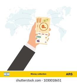 Transfer money around the world.  Peso banknote. Transferring Money  concept vector illustration
