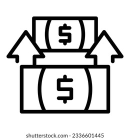 Transfer Geld zurück Symbol Umrissvektor. Telefonguthaben. Handy-Brieftasche