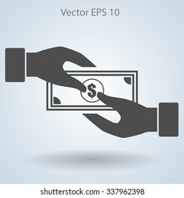 transfer money from hand to hand vector illustration