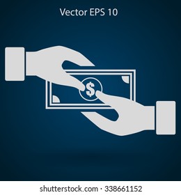 transfer money from hand to hand vector illustration