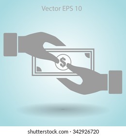 transfer money from hand to hand vector illustration