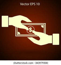 transfer money from hand to hand vector illustration