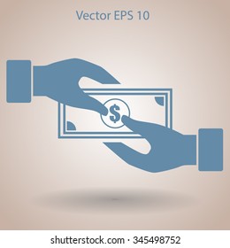 transfer money from hand to hand vector illustration
