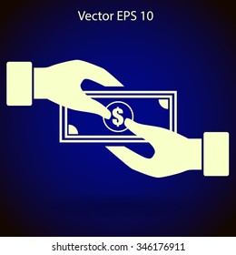 transfer money from hand to hand vector illustration