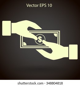 transfer money from hand to hand vector illustration