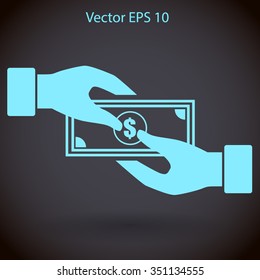 transfer money from hand to hand vector illustration
