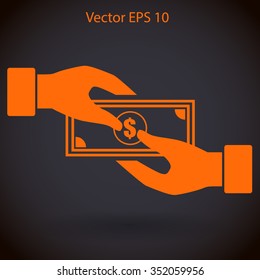 transfer money from hand to hand vector illustration