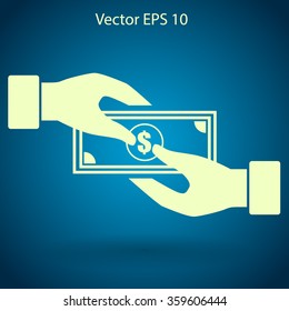 transfer money from hand to hand vector illustration
