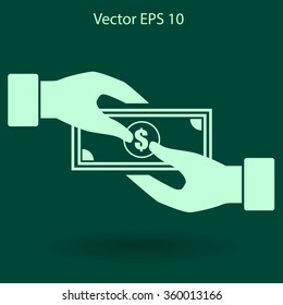transfer money from hand to hand vector illustration