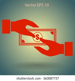 transfer money from hand to hand vector illustration