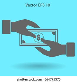 transfer money from hand to hand vector illustration