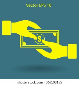 transfer money from hand to hand vector illustration