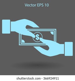 transfer money from hand to hand vector illustration
