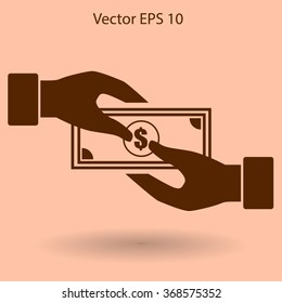 transfer money from hand to hand vector illustration