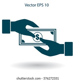 transfer money from hand to hand vector illustration