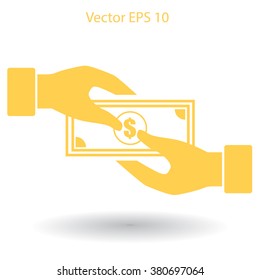 transfer money from hand to hand vector illustration