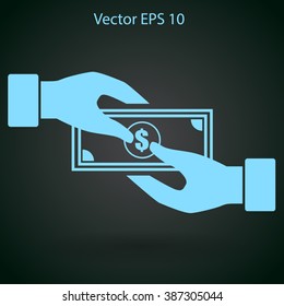 transfer money from hand to hand vector illustration