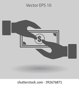 transfer money from hand to hand vector illustration