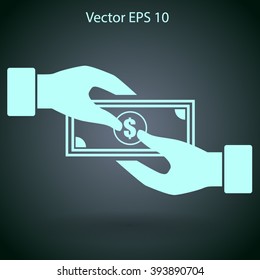 transfer money from hand to hand vector illustration