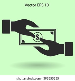 transfer money from hand to hand vector illustration