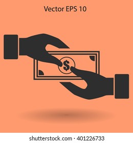 transfer money from hand to hand vector illustration