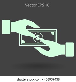 transfer money from hand to hand vector illustration